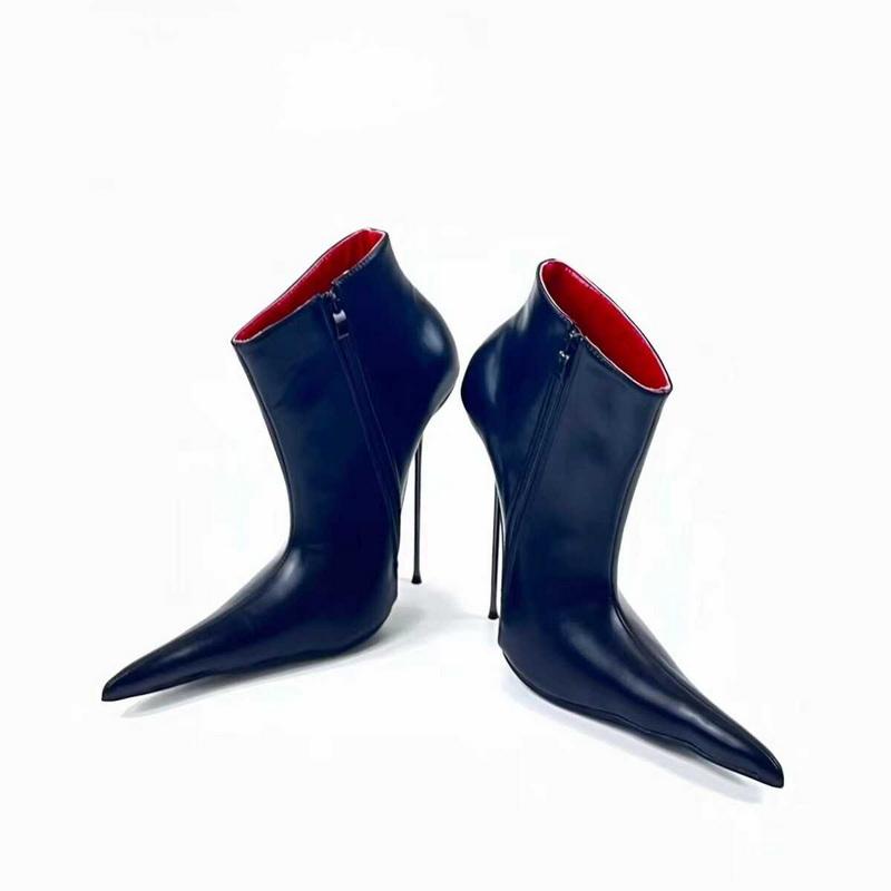 Fashion FHC 14cm Extremely Pointy Toe Unisex High Heeled Ankle Boots,Men Bed Cosplay Shoes,Woman Fetish Short Botas,Black,Custom Color