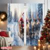 2pcs 2D flat printing Christmas Curtains Santa Claus_ sleigh and reindeer Digital Printed Polyester Drapes Festive Curtains for