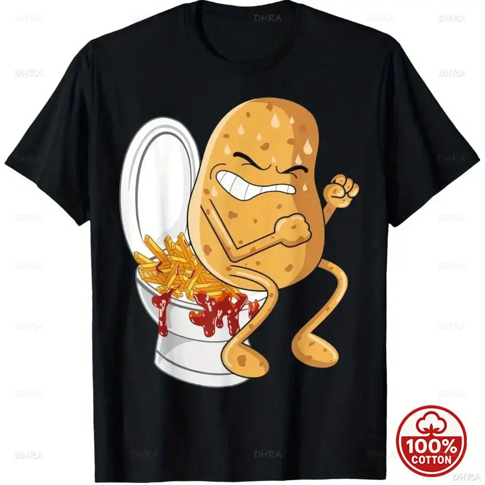 Unisex Soft 100Cotton Loose Fun Potato Chip Pattern Tshirts Soft and Breathable Shortsleeved Round Neck Casual Shirts Graphic