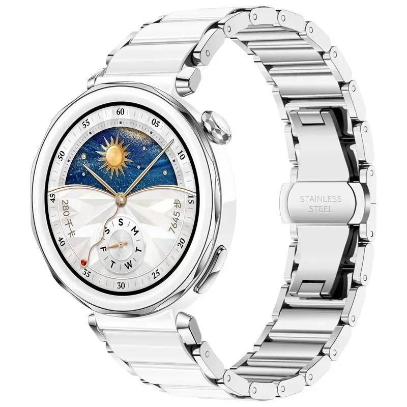 

18mm Ceramic Strap for Huawei Watch GT5/4 41mm/GT5 Pro 42mm Women s bracelet wristband for Huawei Watch GT5 GT4 Metal Watchband Huawei GT5 41mm срібні білого кольору