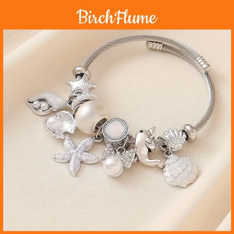 Ocean Starfish Beaded Bracelet With Shell Dolphin Heartshaped Jewelry For Women