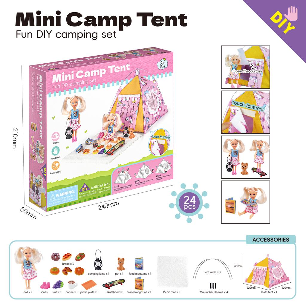 Play House Simulated camping Mini Camp Tent Playthings Ideal for Girl Portable Miniature skateboard doll Tent Home interaction Children Game