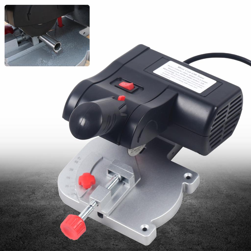 90W AC Cut-off Chop Saw Jig Saw Home DIY Benchtop Cutting Machine Soft Hard Metal Cutting Tool 45° Miter Cut Saw