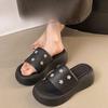 Muffin Shoes Thick-soled Height-increasing Slippers Beach One-shoulder Flip-flops