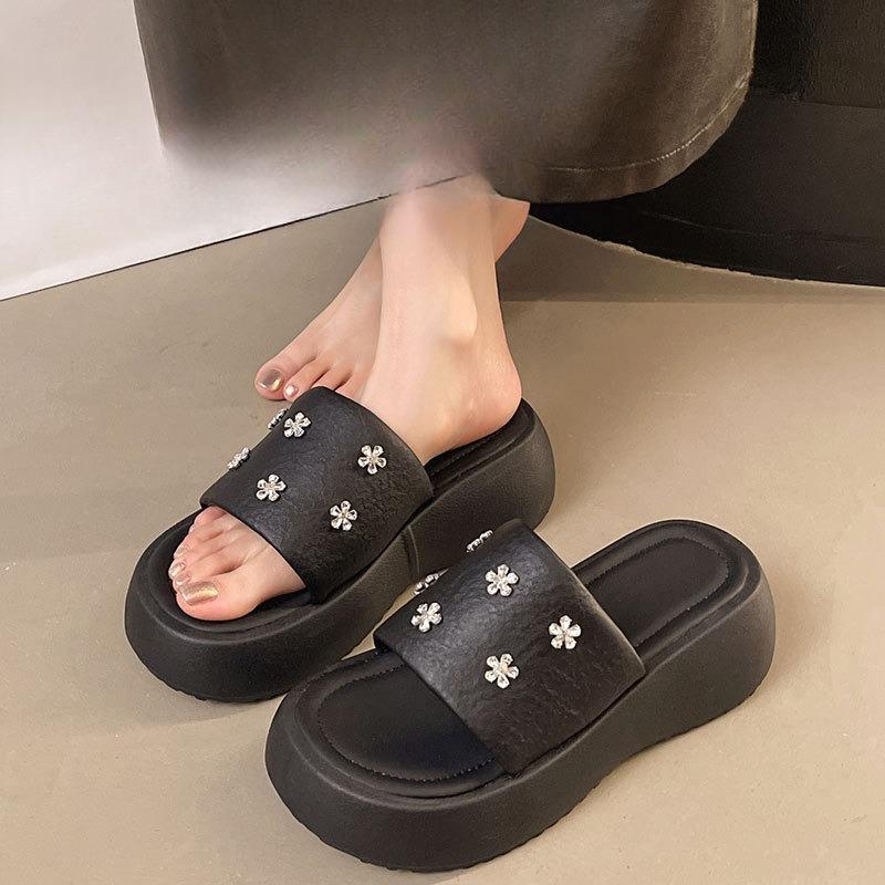 Muffin Shoes Thick-soled Height-increasing Slippers Beach One-shoulder Flip-flops