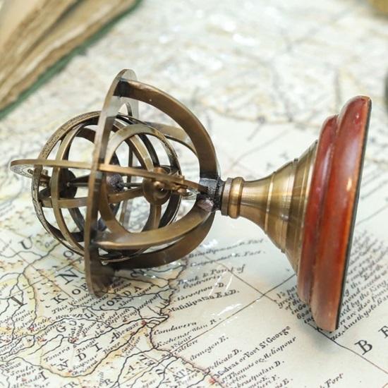 Zodiac Armillary Sphere Globe: 12.7 Cm Brass Celestial Model