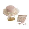 Girls' Lace-Up Straw Sun Hat & Bag Set