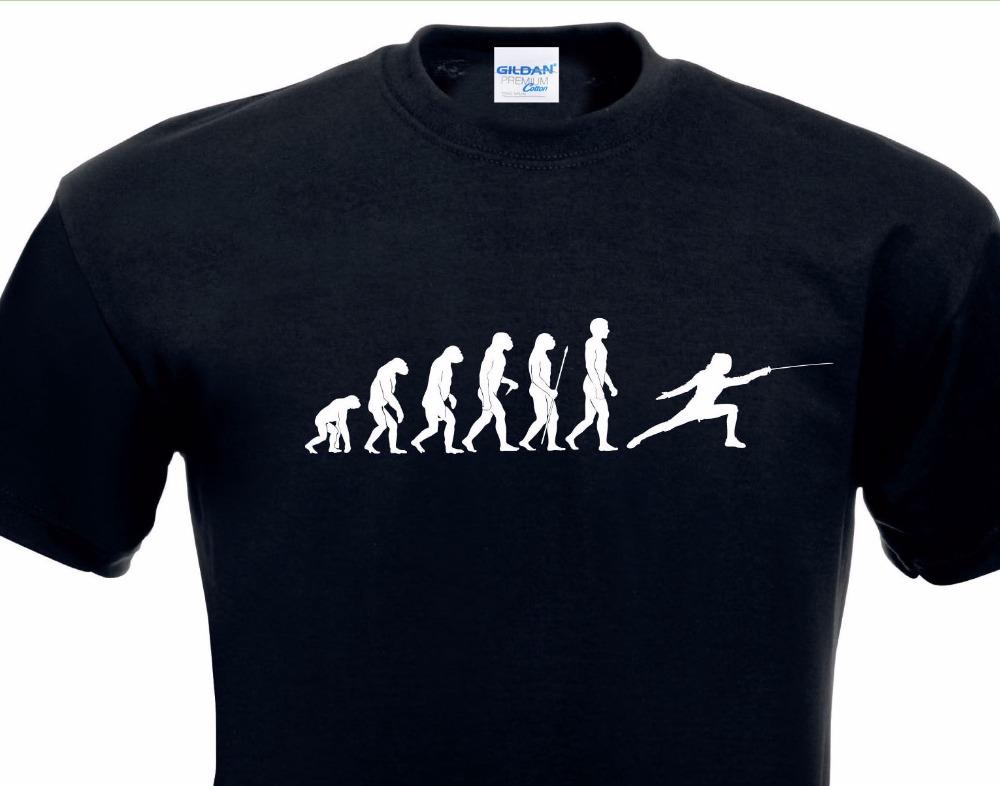 Men T-Shirt 100% Cotton O-Neck Evolution Tee Shirt Fechten Hobby Fight Fencing Duell Degen Brand Clothing Streetwear S разноцветный