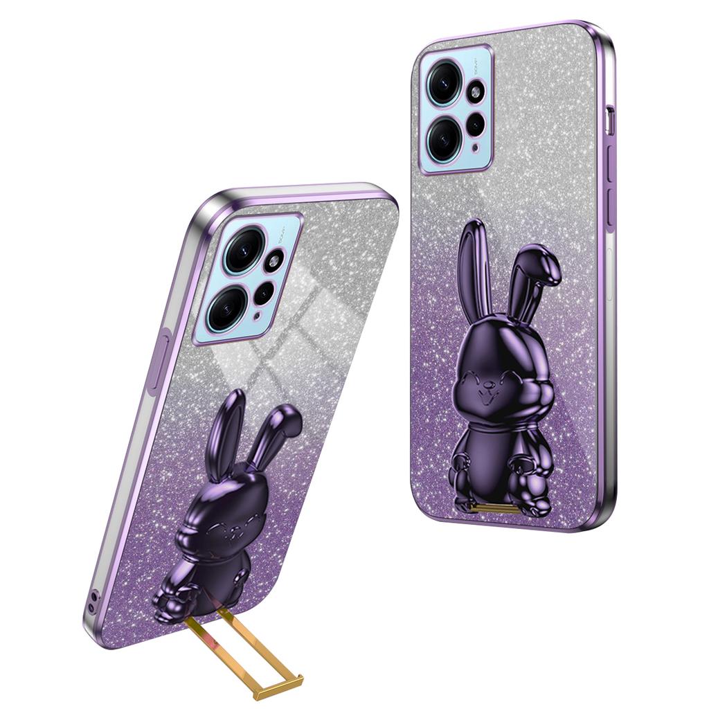 For Xiaomi Redmi Note 12 4G Case Cute Rabbit Anti-shock Phone Cover with Pull-out Kickstand