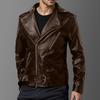 Autumn and winter new men's high-quality slim-fitting lapel diagonal leather jacket British fashion locomotive clothing leather jacket