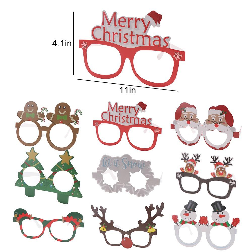 9pcs/set Santa Claus/Snowman/Christmas Tree Snowflake Elk Glasses Merry Christmas Glasses  Christmas