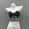 Gothic Strapless Lace Bustier: Embroidered Bandeau Chest Binder