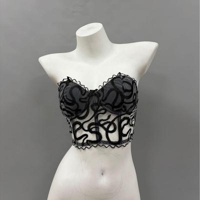 Gotisches Trägerloses Spitzenbustier: Bestickter Bandeau Brustbinder