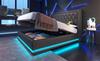 Upholstered double bed 160*200 cm, black PU hydraulic storage bed, headboard with USB Type-C charging, 3-sided LED (mattress not included)