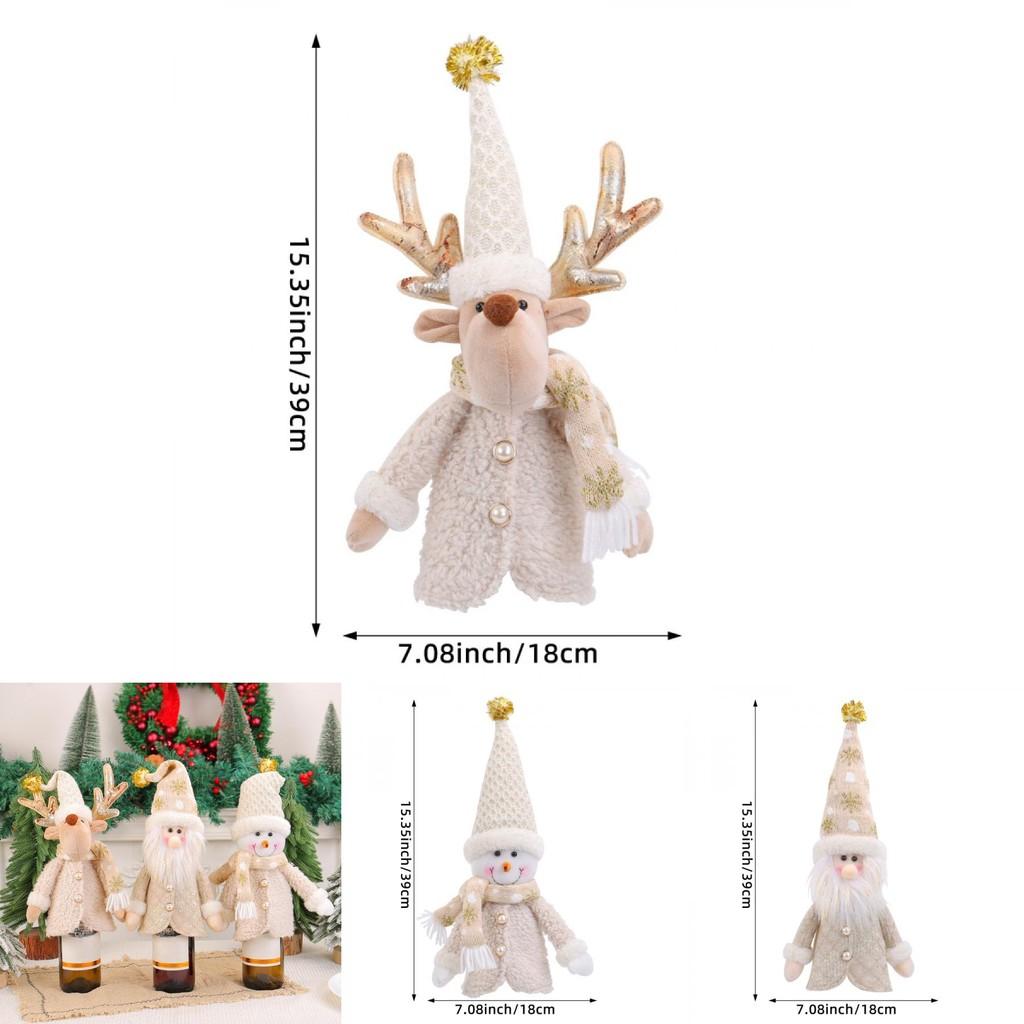 Christmas Santa Claus Snowman Deer Bottle Cover With Plush Foam Material For Holiday Table Decor