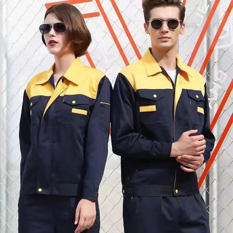 Men's Durable Color-Blocked Workwear: Long Sleeve Welding & Auto Repair Protective Top