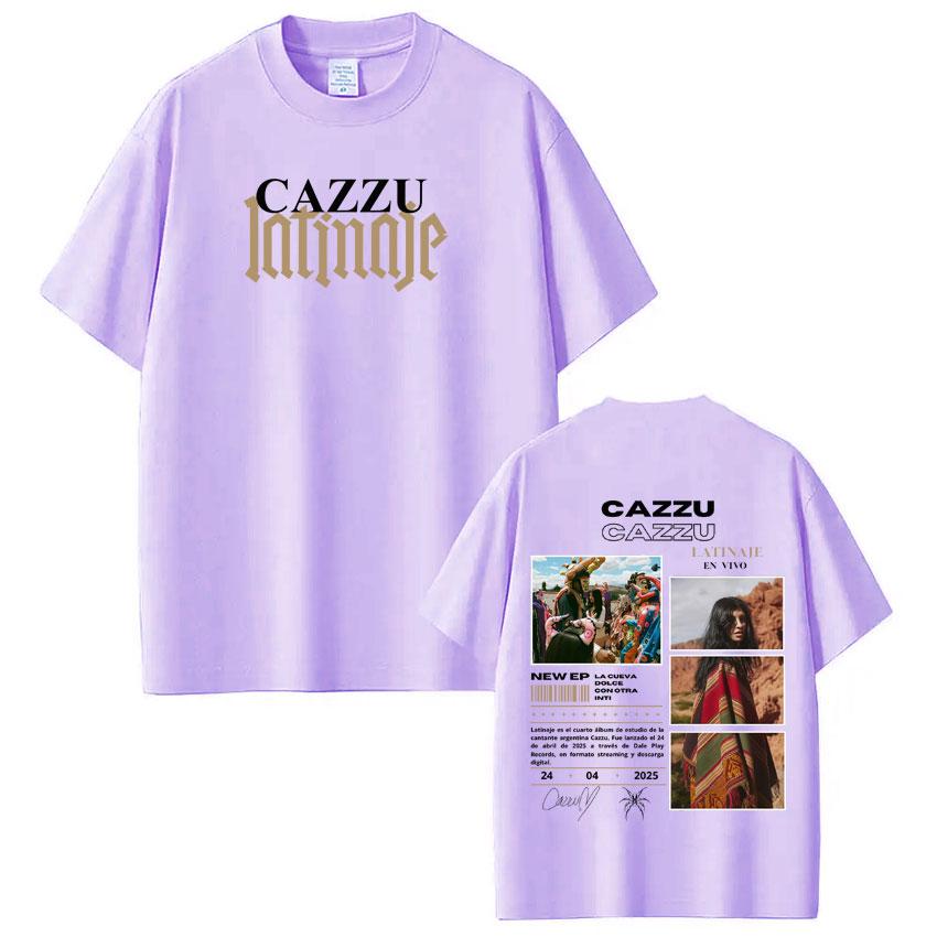 Singer Cazzu Latinaje Album Retro Print T Shirt Men Women Fashion Tshirt Shortsleeved Cotton Harajuku Casual Tshirts Fan Gift