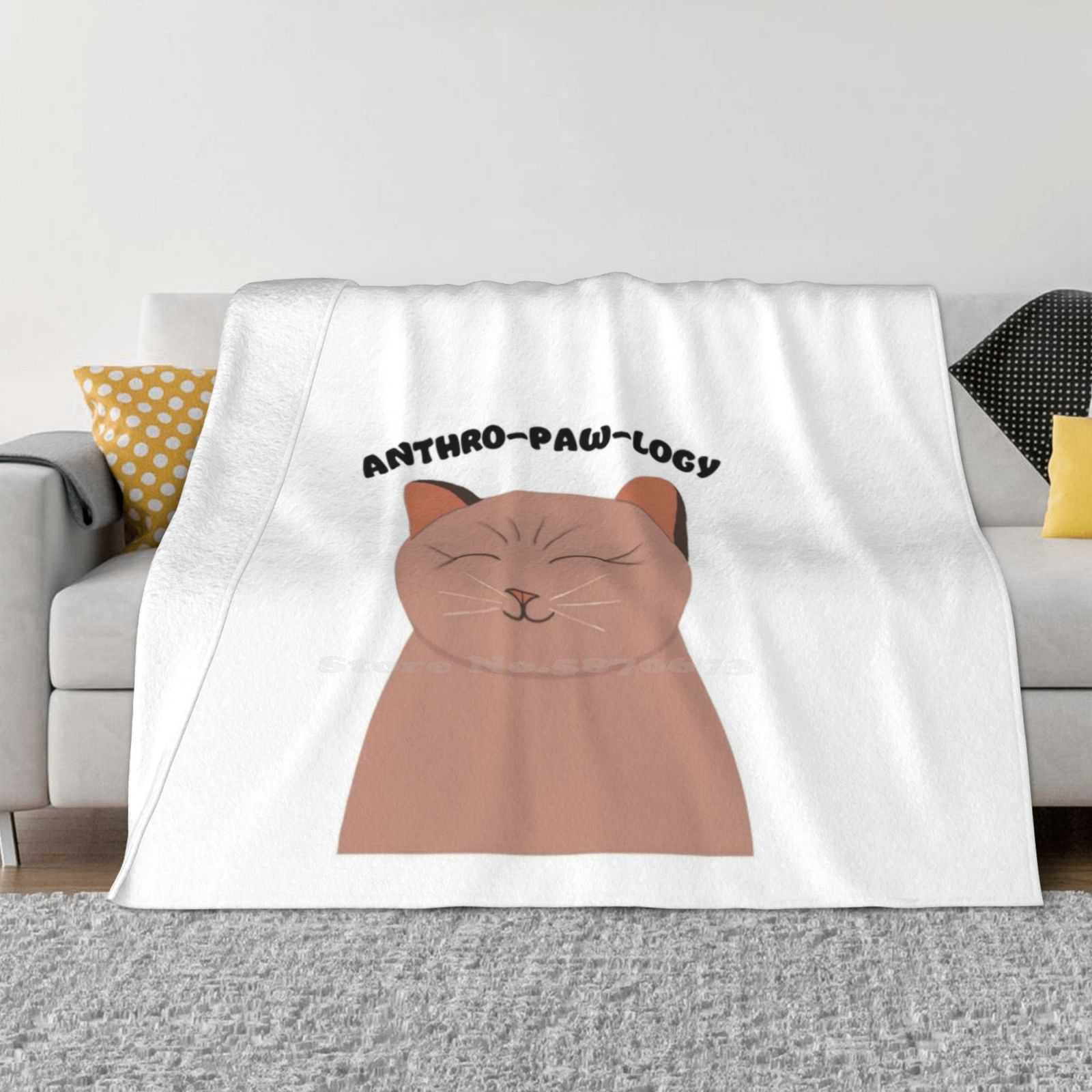 

Anthro-Paw-Logy New Arrival Fashion Leisure Warm Flannel Blanket Cat Kitty Cute Archeology Punny Stem Cultural Student College 30x40in