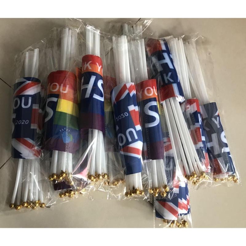 50Pieces Hand Flag for Soccer & Football Fans Cheering Swing Flag Party Events Celebration National Flag Signal for Bann