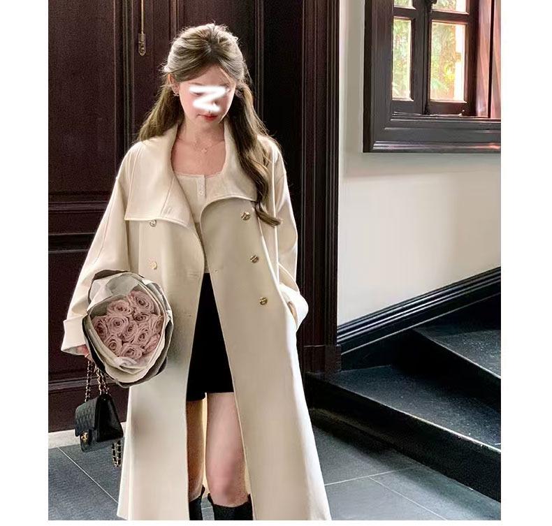 Rich Girl High-End Tie Waist Mid-Length Trench Coat for Women
