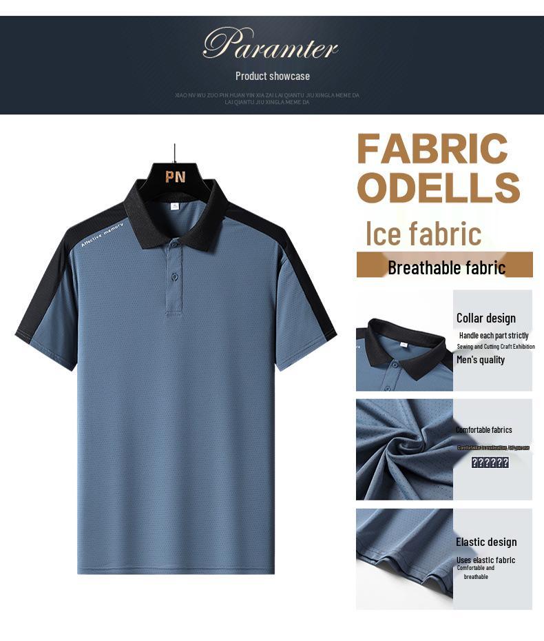 Men's Ice Silk Polo & Shorts Set - Summer Casual for Dad