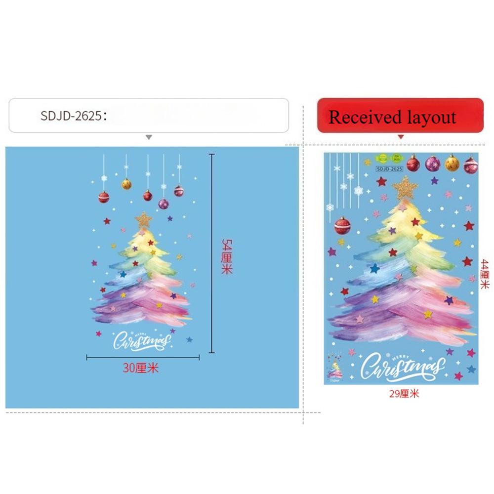 2026 Christmas Glass Decoration Stickers Colored Christmas Tree Crayon Static Display Window Removable Star Wall Stickers