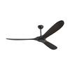 72" Wood Blade Ceiling Fan No Light Remote Control Reversible Motor Black