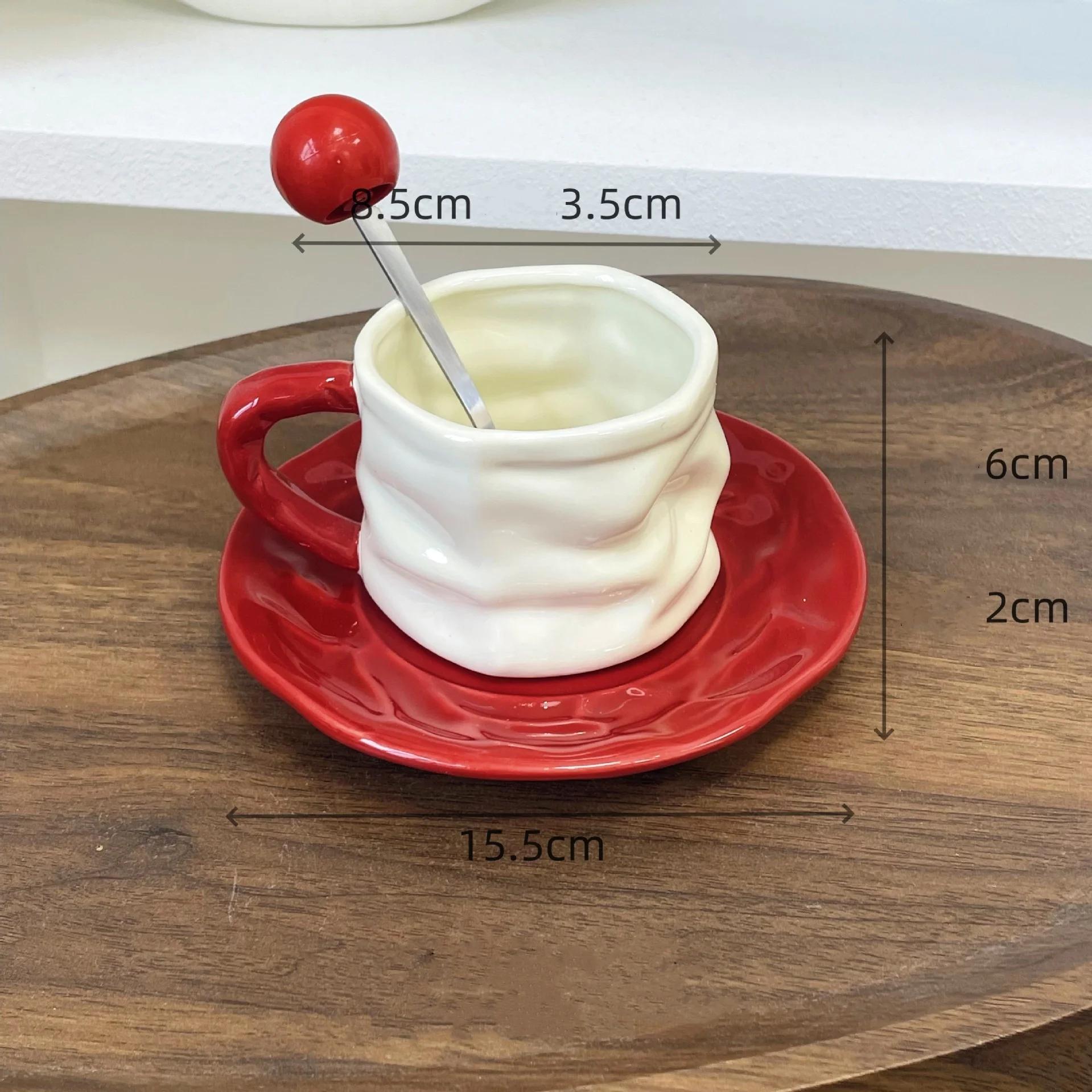 

230 мл набор чашек для кофе эспрессо, высококачественная простая кружка в европейском стиле, толстая цветная глазурь, керамические чашки для капучино с цветочным узором, латте 230ml красный