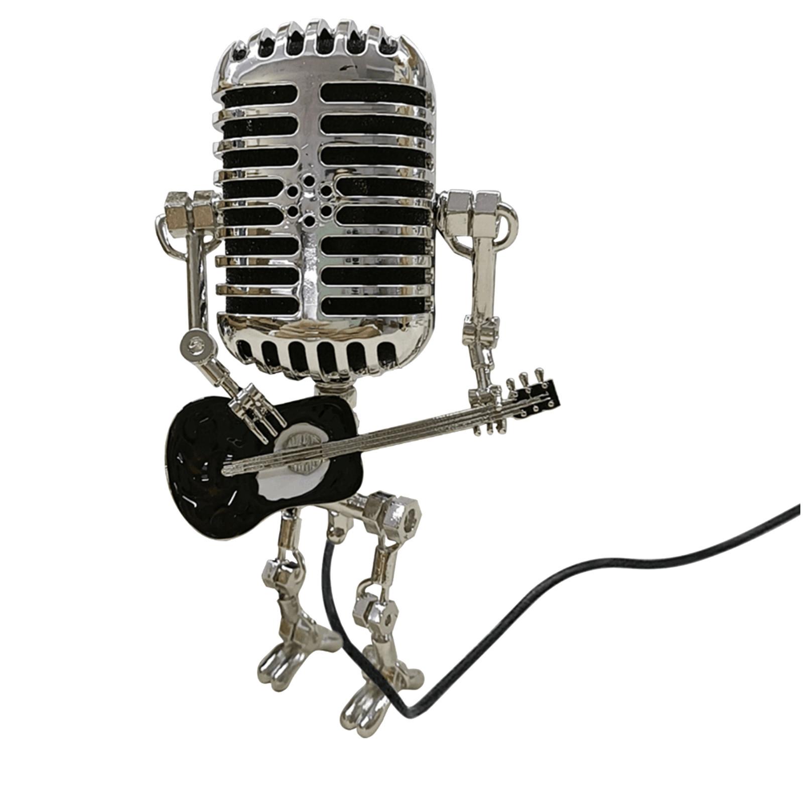 

Настольная лампа в стиле ретро-робота, настольная лампа, винтажный микрофон-робот в стиле стимпанк, украшения для настольной лампы One Size чёрный