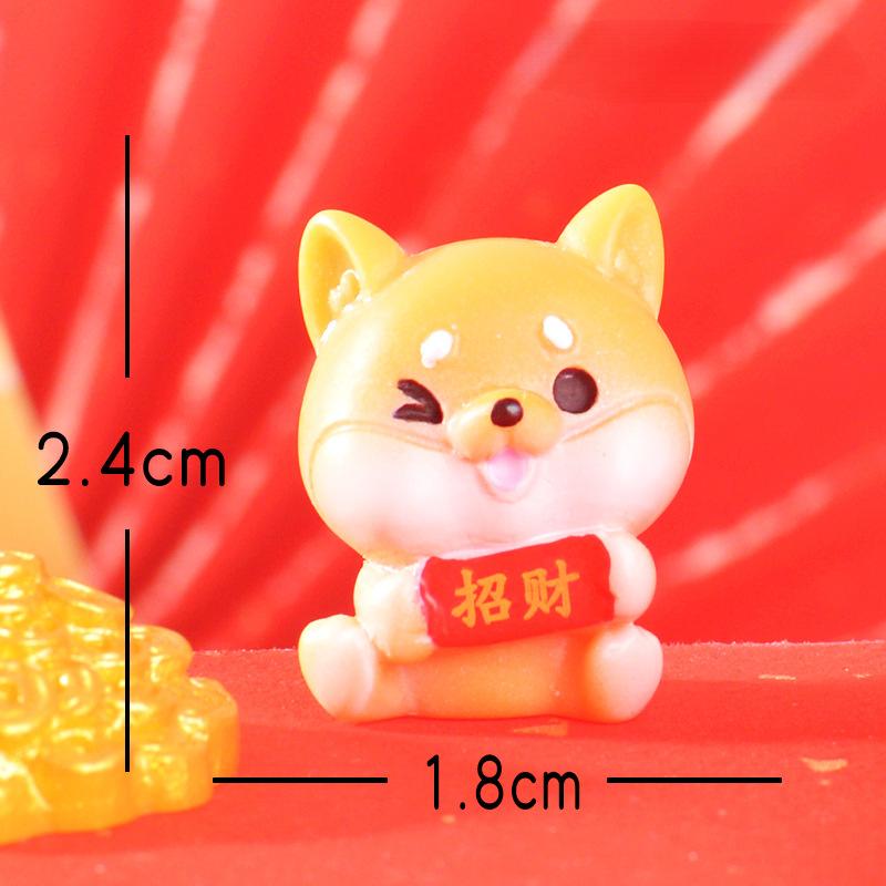 New Year's Cute Cartoon Lucky Dog Desktop Decoration Car Center Console Puppy Resin Handicraft