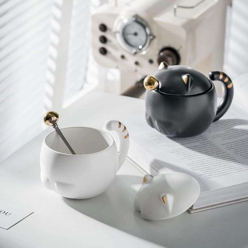 350 ml neue Persönlichkeit süße limitierte Auflage mysteriöse schwarze Katze Becher Halloween Kaffeetasse Teetasse Geschenk für Familie/Paare/Freunde