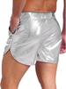 Herren Metallic Hot Pants Slim Fit Booty Shorts Seitentaschen für Yoga Nachtclub Events
