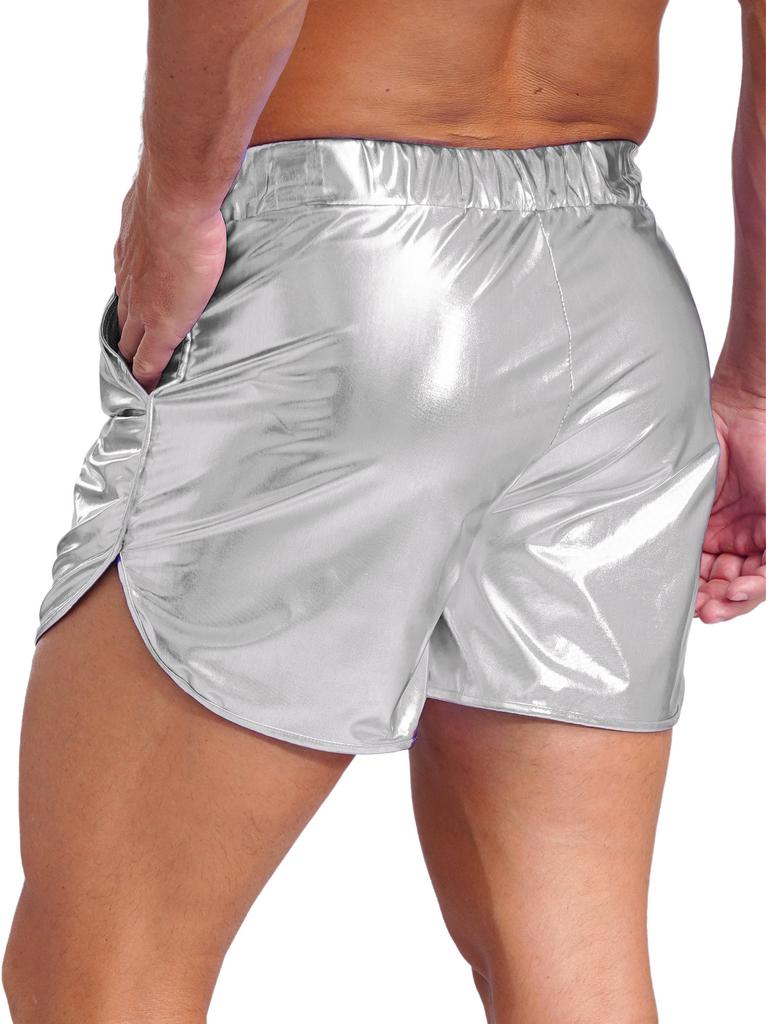 Pánské metalické horké kalhotky Slim Fit šortky na zadek Boční kapsy na jógu Klubové akce