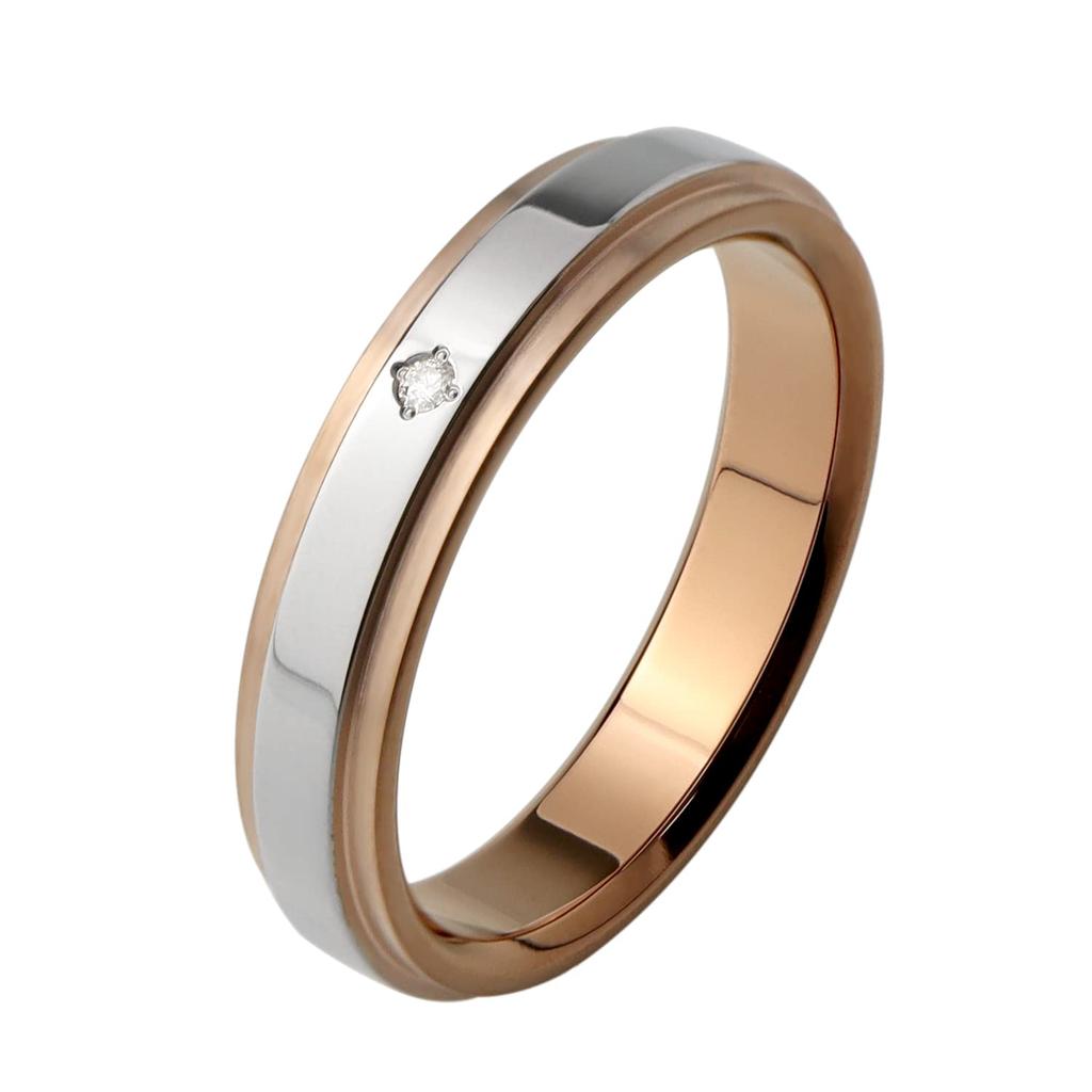 Fe-fe×phiten [Special Edition] Phiten Flat Pink Gold Line Diamond Titanium Ring, Size 8