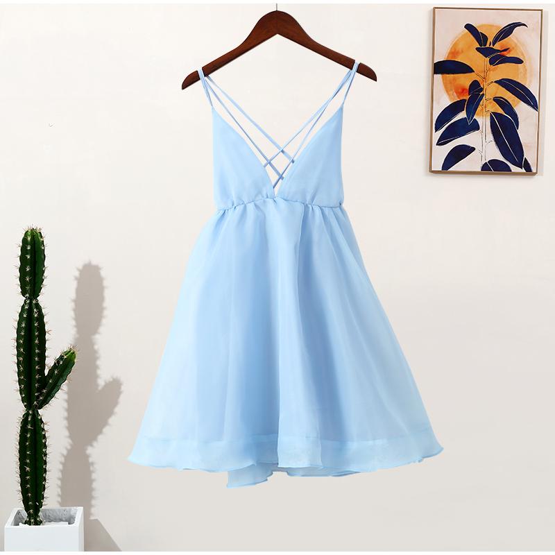 

Летнее сексуальное платье на шнуровке с открытой спиной, женское шикарное однотонное пышное свободное мини-платье трапециевидной формы, модная милая однотонная пляжная одежда для отдыха S синий