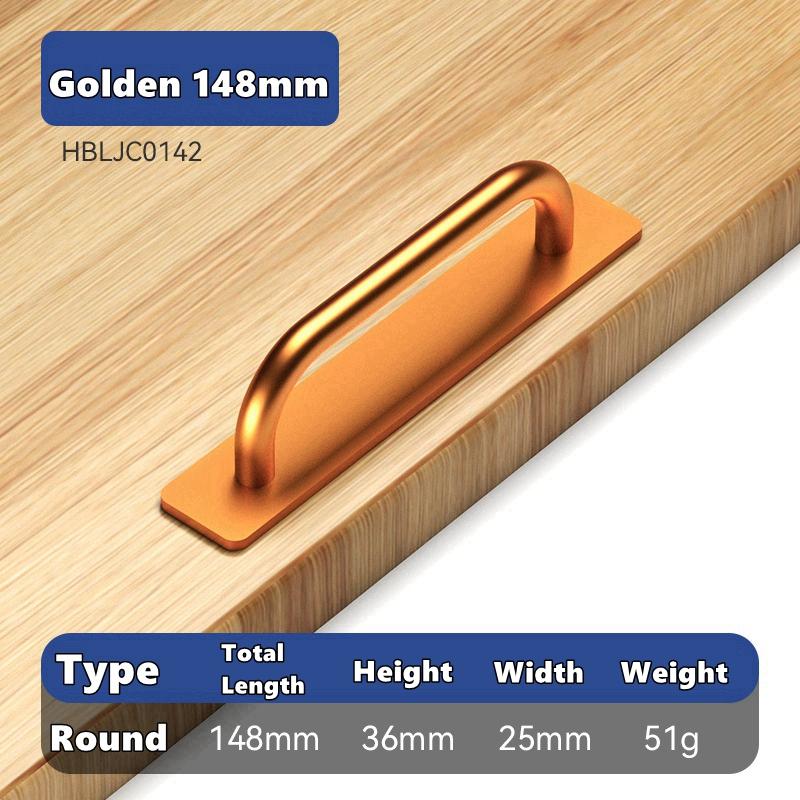 Self-Stick Adhesive Aluminum Alloy Door Handle Push-pull No-Drilling Easy Installation for Cabinet Door Window Drawer
