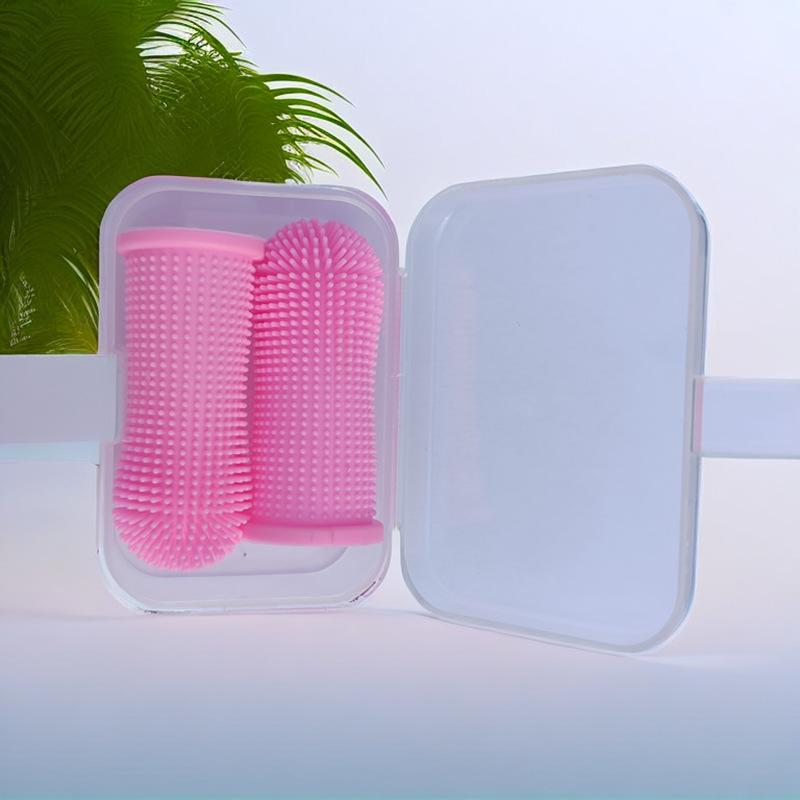 Kit Spazzolino Dita in Silicone per Animali Domestici - per Cani e Gatti - Cura Anti-Tartaro delle Gengive e dei Denti