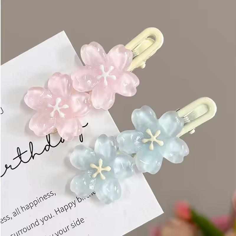 2Pcs Anime Card Captor Sakura Cute Pink Creamy Flower Bb Hairpin Side Hair Clip Girl Headwear Sweet Hairpins Ornament Gift