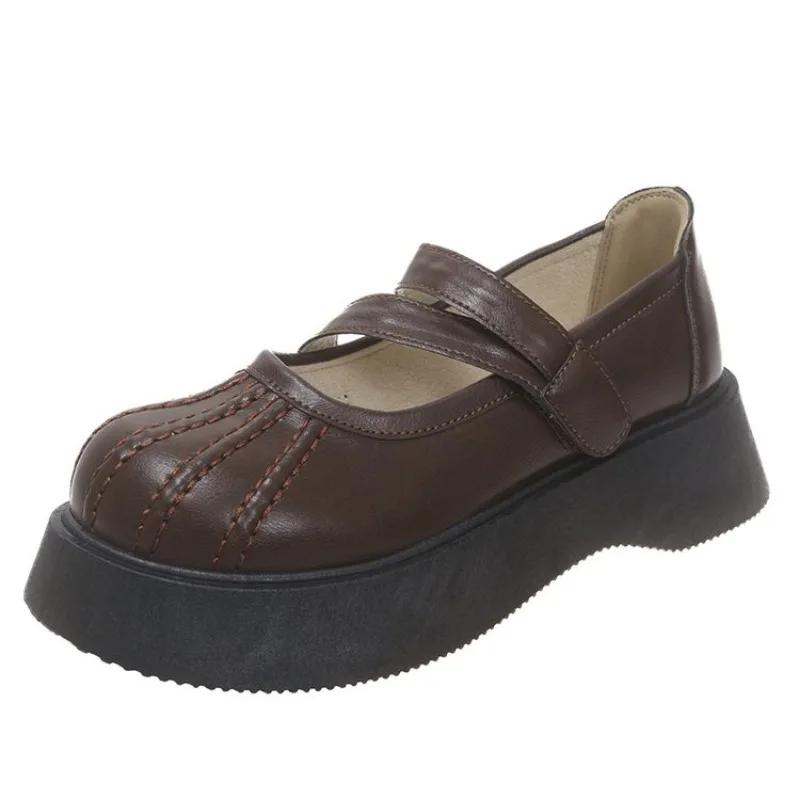 Fashion Shallow Mouth Shoes Woman Flats Modis Autumn Platform Round Toe British Style Oxfords Dress 2024 Fall Creepers New Preppy