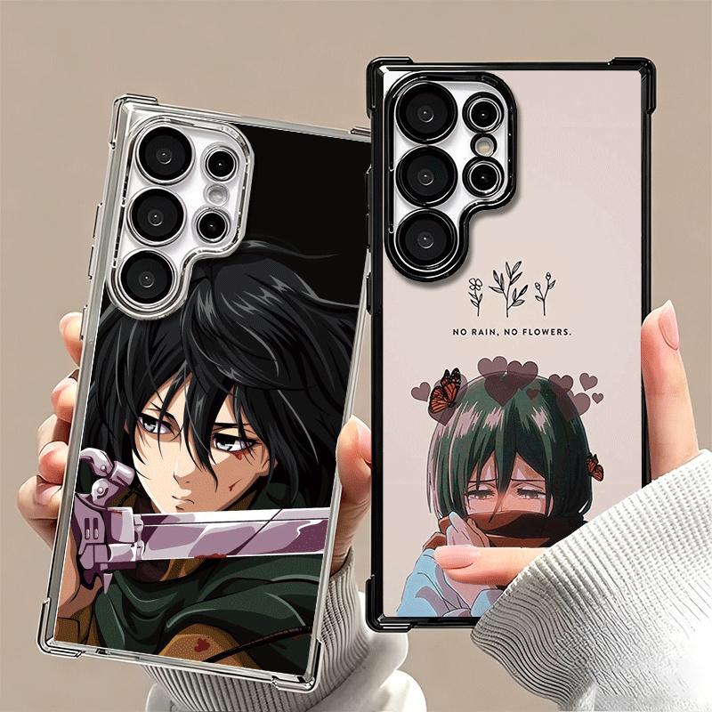 A-Attack On T-Titan Mikasa Plating Phone Case For Samsung Galaxy S24 S25 FE S26 Edge S23 Ultra S22 S21 Plus S20 Anti-Fall Airaba