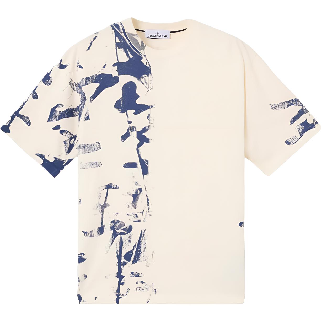 

STONE ISLAND Камуфляжная футболка с коротким рукавом и круглым вырезом, мужская, топы, светло-голубая K1S152100036S0149V0093 M