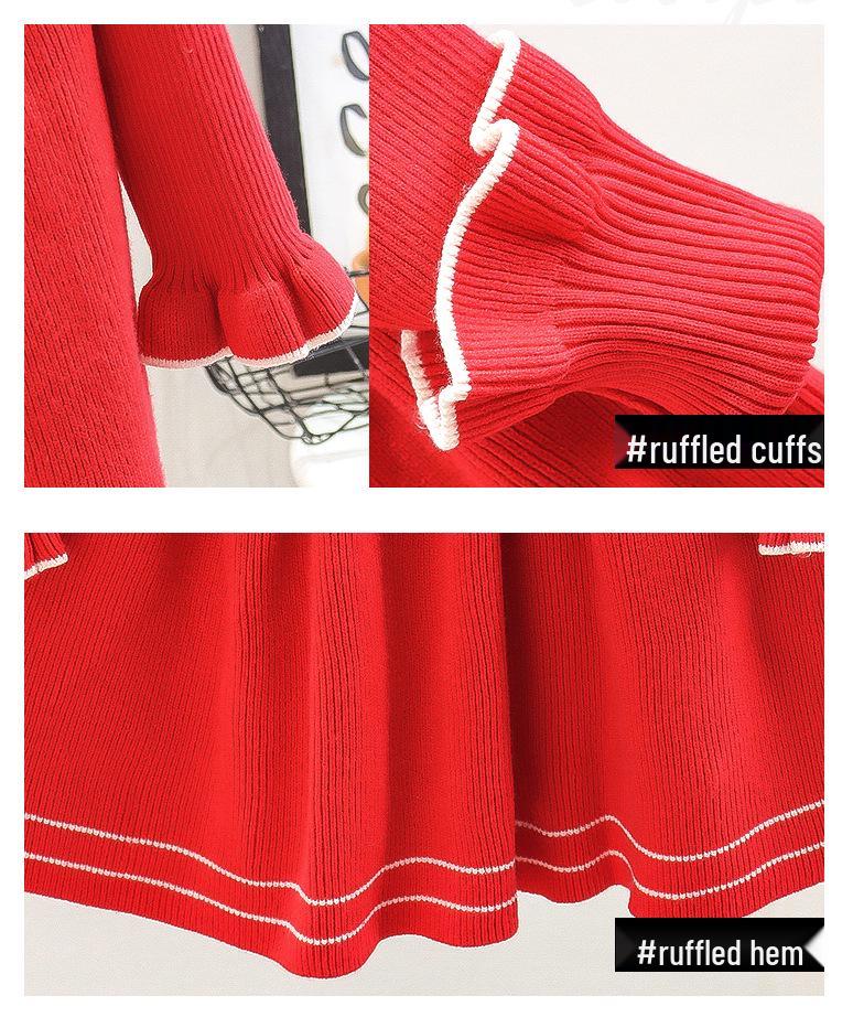 Girls' 2025 Princess Style Sweater Dress - Knitted Pullover for Spring & Winter, Korean Fashionable Wool Dress.