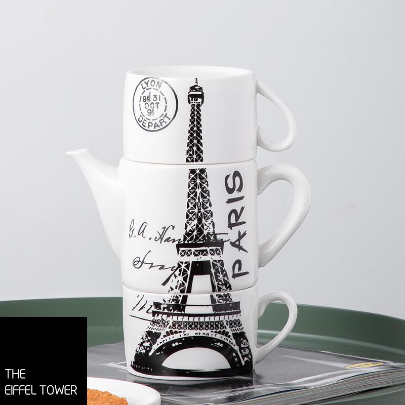 

Hand-Decorated Pisa Leaning Tower Elizabeth Tower Eiffel Tower Statue of Liberty Ceramic Teaware Set Tea Pot Tea Cup Sets Three-piece Set