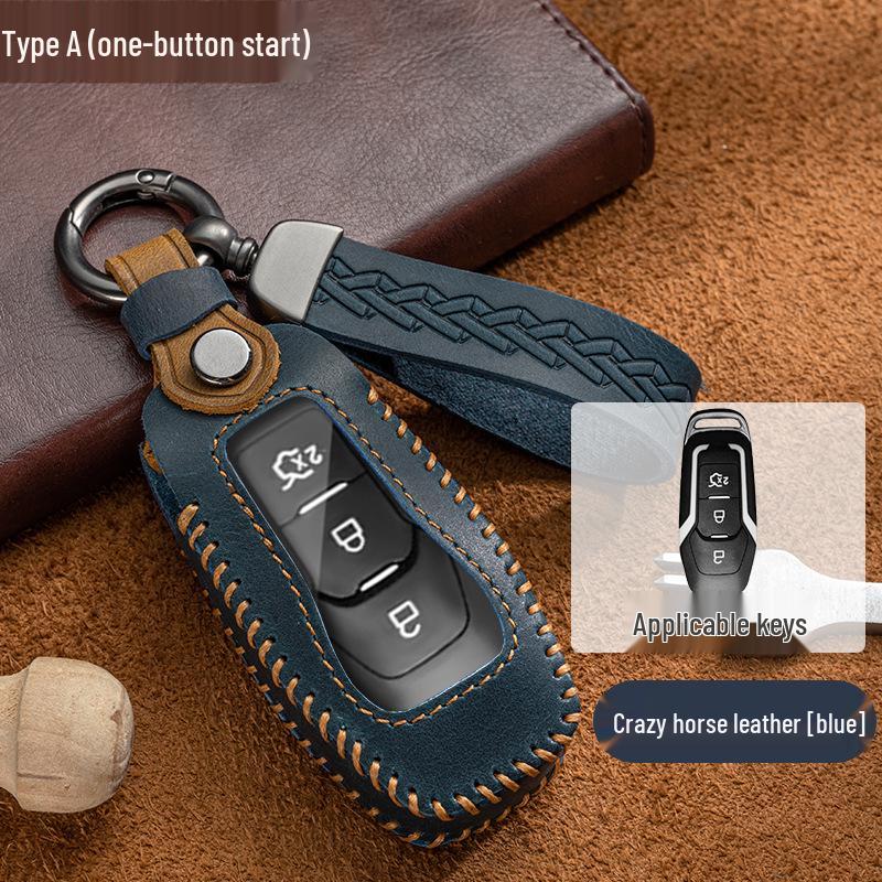Ford Key Case for Focus, Mondeo, Kuga, Ecosport, Edge, Taurus - Genuine Leather with Buckle