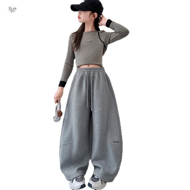 Girls' Casual Autumn Sports Pants 2026 - Loose Knit Sweatpants for Big Girls