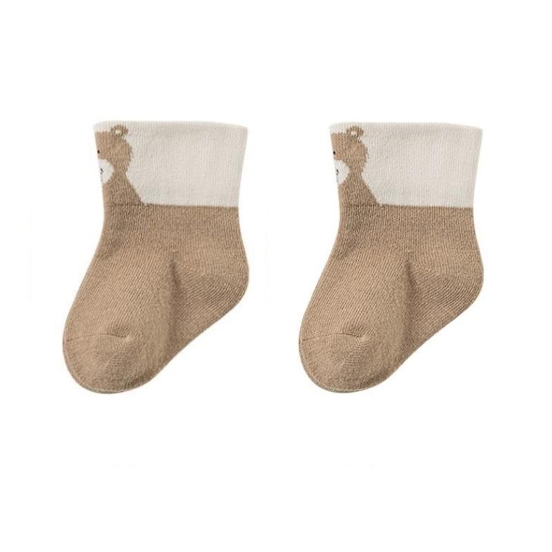 

Детские носки средней длины, хлопковые носки, милые детские носки с героями мультфильмов для новорожденных без костей и с дряблыми ногами, весна-осень M хаки