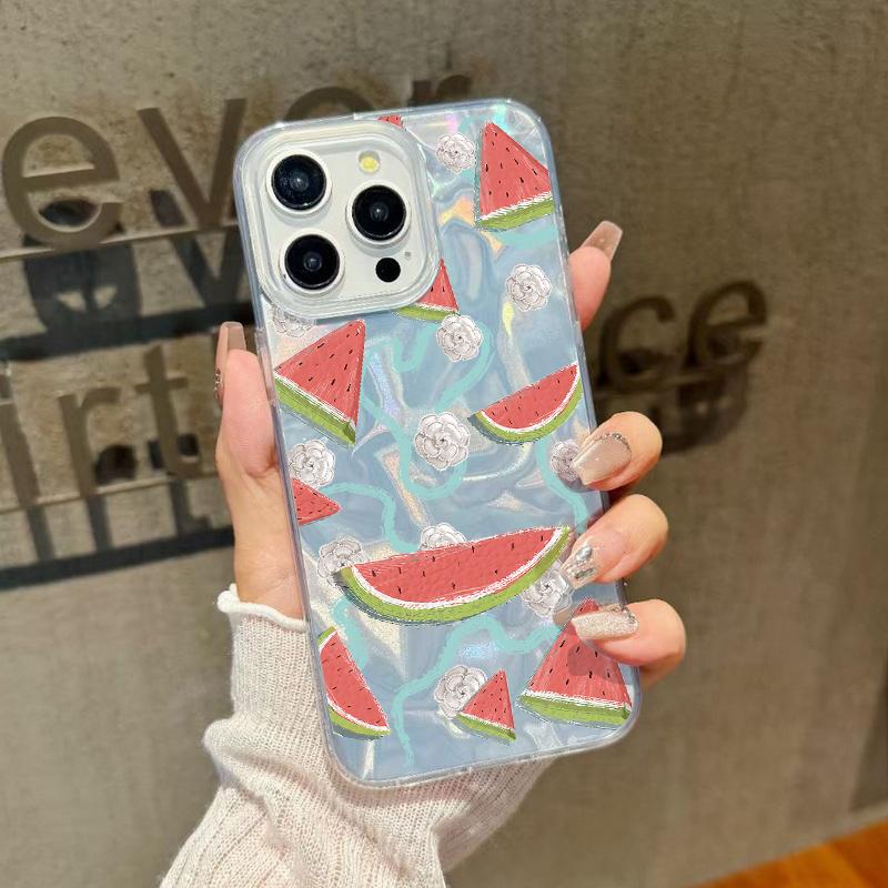 Banana Fruits Pattern Clear Soft Edge Slim Sparkling Phone Case For iPhone 16 Pro Max 15 Pro 14 13 12 11 Feather Glitter Shockproof Hard PC Back Cover