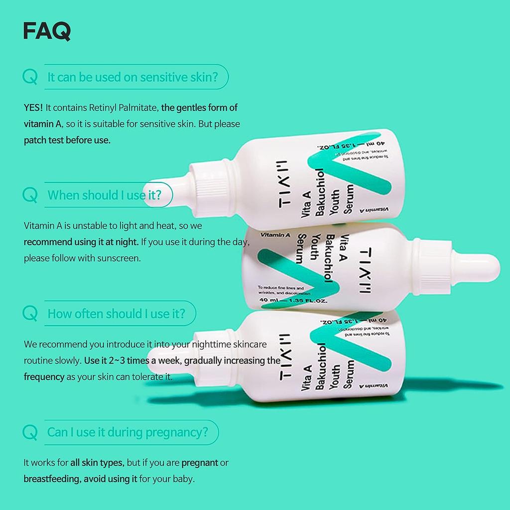 TIAM Vita A Bakuchiol Youth Serum, Sérum Visage Anti-Âge Rides 40 ml