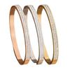 Unisex High-End Titanium Steel Bracelet with Double Row Diamonds - Versatile, Electroplated, and Non-Fading