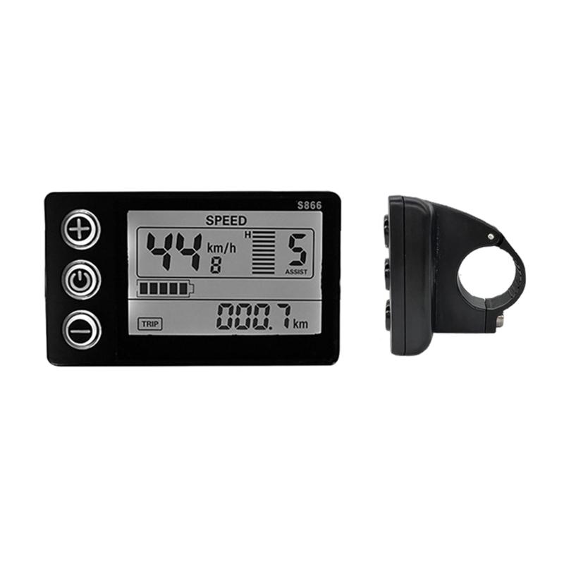 Elektrisk sykkelskjerm 24V/36V/48V vanntett LCD-skjerm S866 kontrollpanel Dashboarddisplay for elsykkelscooter
